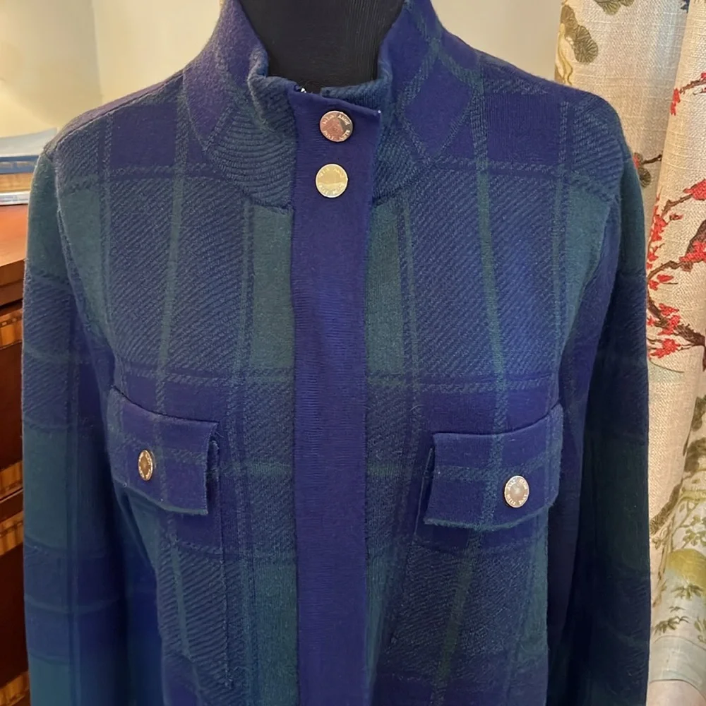 NWT Anne Klein Tartan Sweater Coat - Picture 2 of 6